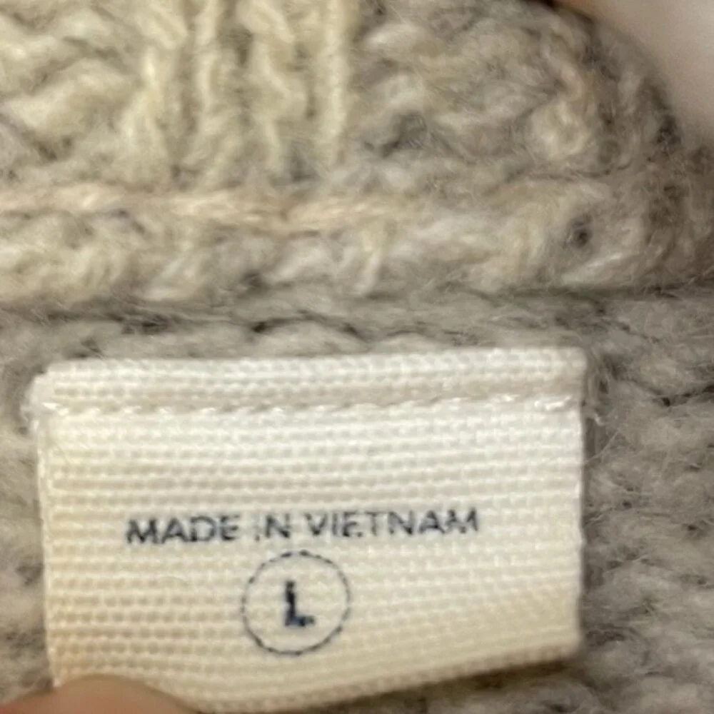 TOMMY wool knit 1/4 zip oatmeal sweater Large - Picture 5 of 8